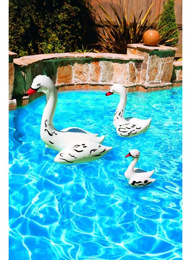 81411 Floating Swimming Pool Backyard Décor, 3 Pack, Swan Family