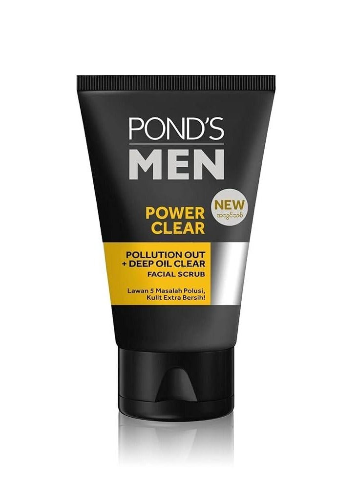 Men Power Clear Pollution Out + Deep oil Clear Facial Scrub Wash 100g