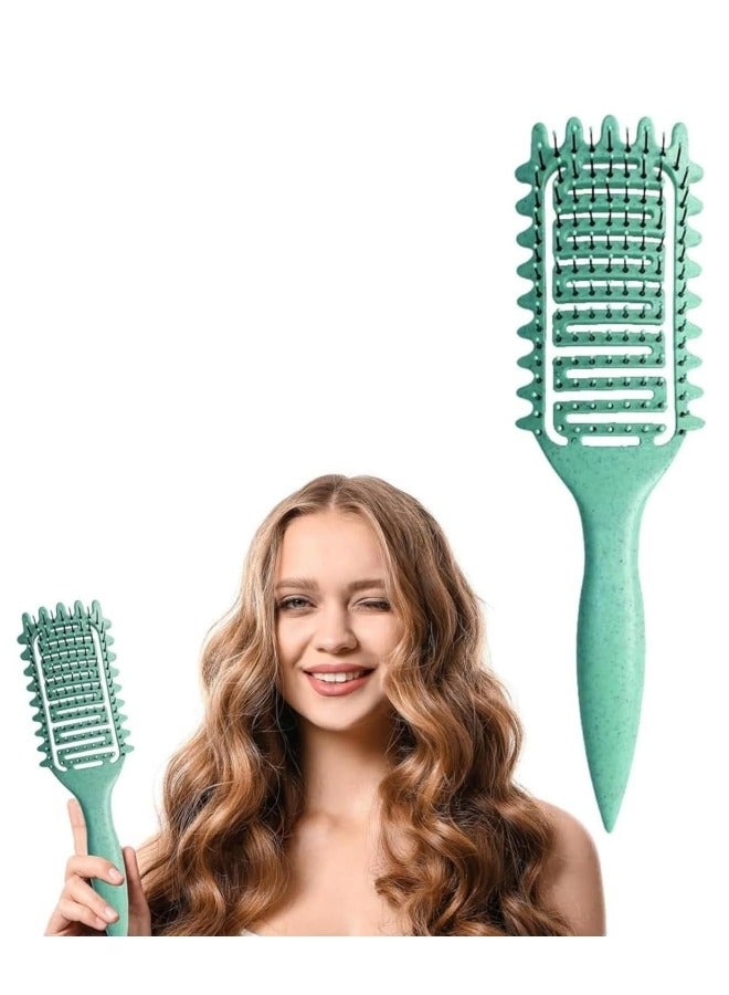 2024 Newest Vented Curly Hair Brush, Bounce Curl Define Styling Brush, Wet Dry Detangler Hair Brush, The Essential Tool For Shaping and Styling Your Curls, Achieve Perfectly Defined Curls (Green)