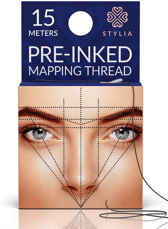 Microblading Supplies Pre-Inked Eyebrow Mapping String – 15 Meters - Ultra-Thin, Mess-Free Thread, Create a Crisp, Spot-on Brow Map Every Time – Hypoallergenic, Cosmetic Grade For Permanent Makeup