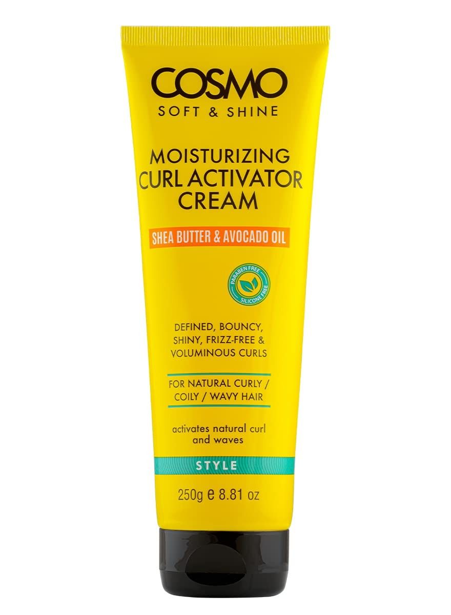 Soft & Shine Moisturizing Curl Activator Cream 250g | Shea Butter and Avocado Oil | For Natural Curly/coily/wavy Hair | Activates Natural Curl and Waves | Yellow