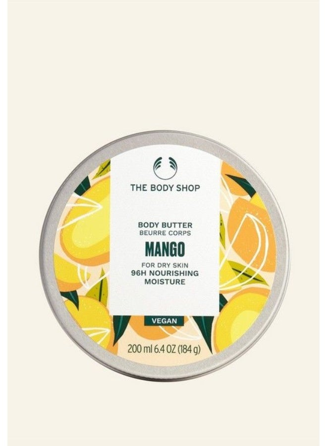 Mango Body Butter – Intensely Nourishing & Hydrating | Perfect for Dry Skin | 96hr Moisture | Notes of Ripe, Juicy Mango | Mango Seed Oil, Shea Butter & Brazil Nut Oil, 200 ml