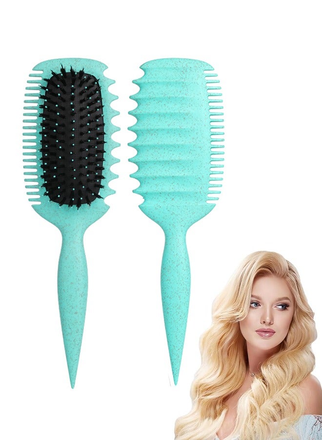 Curl Defining Brush Upgrade Curl Hair Brush Gifts for Women and Men – Shape, Volume Brush and Detangle Curly Hair Styling Wet Brush with Reduced Pulling Green