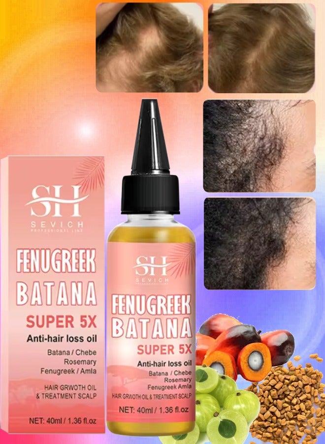 5X Rapid Hair Growth Oil with Batana Chebe Rosemary Fenugreek and Amla Oil Hair Growth Oil and Scalp Treatment Super 5 in 1 Oil Anti Hair Loss Oil and Hair Regrowth Scalp Treatment Oils