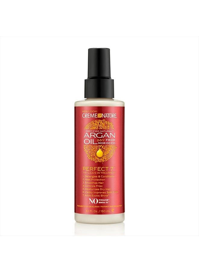 Argan Oil for Hair, Perfect 7-in-1 Leave-in Treatment by Creme of Nature, for Healthy Hair with Exotic Shine, 5.1 Fl Oz (Package May Vary)