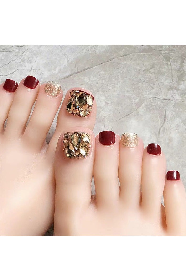 24-Piece Short Square Press-on Toenails:Acrylic Fake Nails ,toe fake nails for Seamless Fit