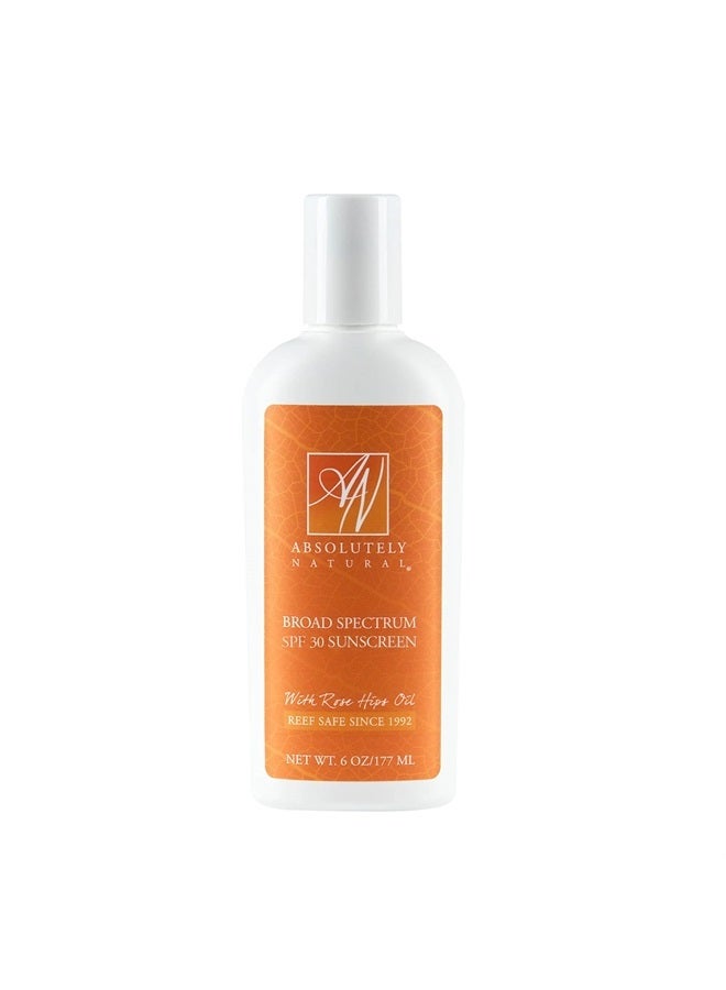 SPF 30 Mineral Sunscreen Lotion with Rose Hips Oil, Cruelty Free and Reef Safe, Made in USA