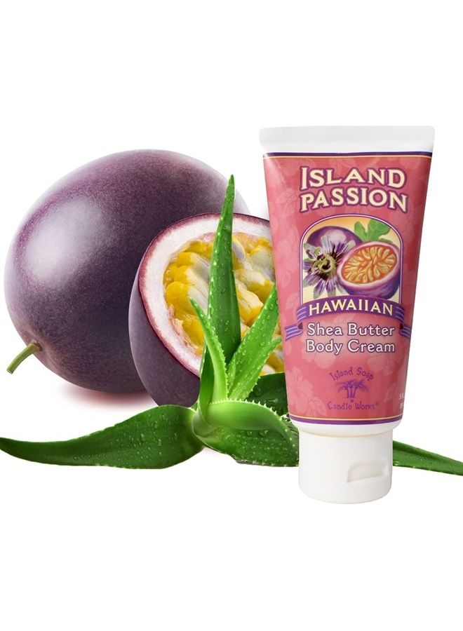 Island Soap and Candle Works Shea Butter Body Cream for Men and Women - Body Moisturizer for Dry Skin - Beauty and Personal Care - Hawaiian Gifts - Island Passion, 3 Fl oz. Bottle
