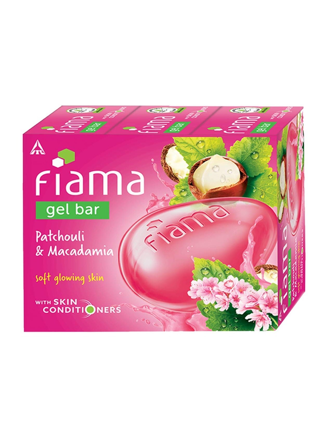 Fiama Gel Bar Patchouli And Macadamia For Soft Glowing Skin With Skin Conditioners For Moisturized Skin 375g 125g Pack of 3 Soap for Women and Men For All Skin Types