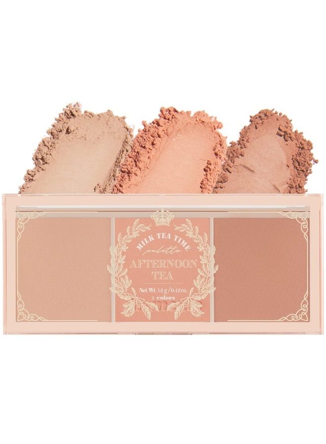 I'm Meme Palette - Afternoon Tea Blusher | Milk Tea Time, Blush for Cheek, Natural & Neutral, Buildable & Blendable, 3 Shades Palette, Matte Powder Blush for Face & Cheeks, For All Skin Tones, 0.42 oz