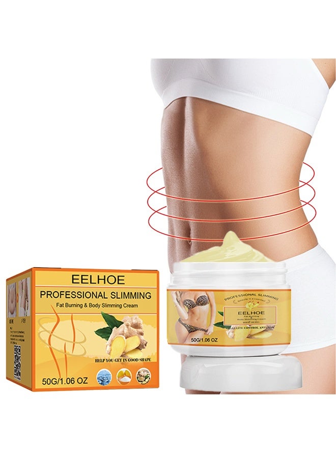 Fat Burning & Body Slimming Cream - Ginger Anti Cellulite Hot Cream, Navel Arm Leg Belly Ginger Fat Burning Cream, Body Sculpting Cellulite Workout Cream, Weight Loss Skin Firming Moisturizing Massage Gel for Cellulite, Soothing, Relaxi