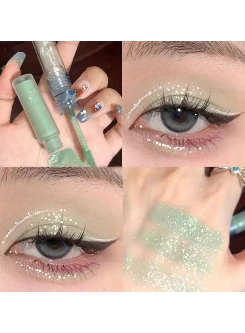 Double-headed Liquid Eyeshadow Eyeliner Pen, Matte Sequins Pearly Glitter Eye Makeup, Eyelid Under Crease Brightening Liquid Teardrop Makeup For Music Festival #02