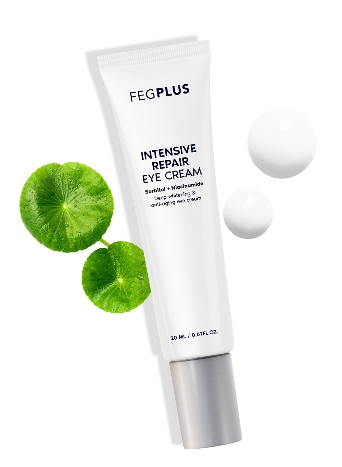 FEGPLUS Anti-Aging Eye Cream with HA & 15% Niacinamide, Eliminate Wrinkles, Eye Bags, Dark Circles, Puffiness,.. UVA & UVB Protection | The best eye cream made in the USA (20ml)