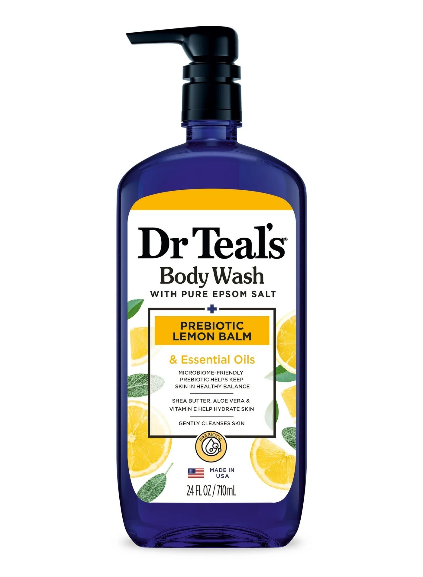 Prebiotic Lemon Balm Epsom Salt Body Wash - Helps Keep Skin in Healthy Balance & Uplifts the Mind with Sage & Thyme (710 ml)