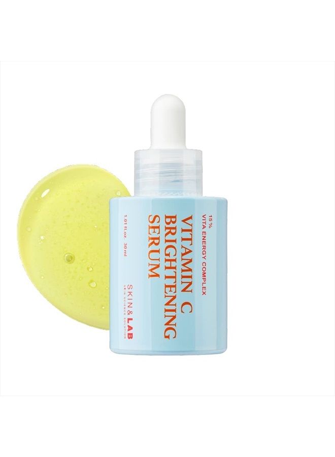 [SKIN&LAB] Vitamin C Brightening Serum for Face, 15% Vita Energy Complex, Hyaluronic Acid, Panthenol | Anti Aging | Even Skin Tone | Brighten Dark Spot | Hypoallergenic | 1.01 fl oz.