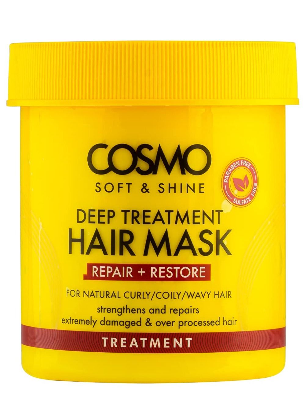 Cosmo Soft & Shine Deep Treatment Hair Mask 450g | Repair and Restores | For Natural Curly/coily/wavy Hair | Strengthens and Repairs Damaged Hair | Yellow