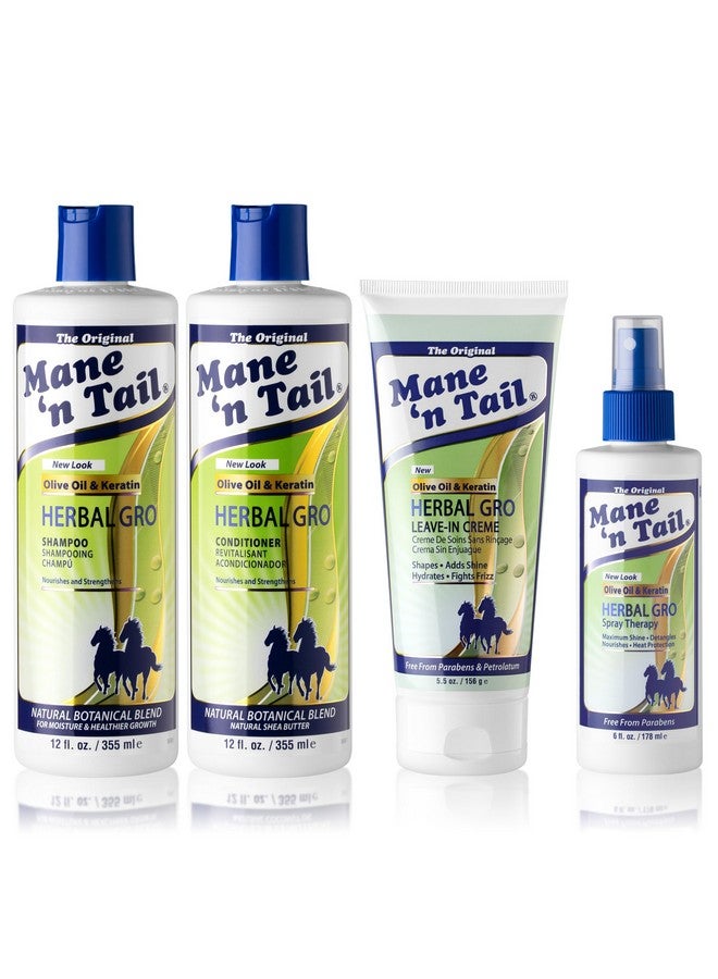 Herbal Gro 4pc Shampoo kit Includes Herbal Gro Shampoo 12oz Herbal Gro Conditioner 12oz Spray Therapy 4pc and Creme Therapy