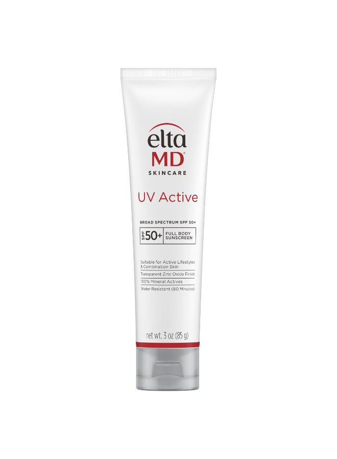 UV Active Broad-Spectrum SPF 50+ Face & Body Sunscreen (3.0 Oz) – Mineral UV Protection for Active Lifestyles & Sensitive Skin, with Zinc Oxide, Water-Resistant, Oil-Free