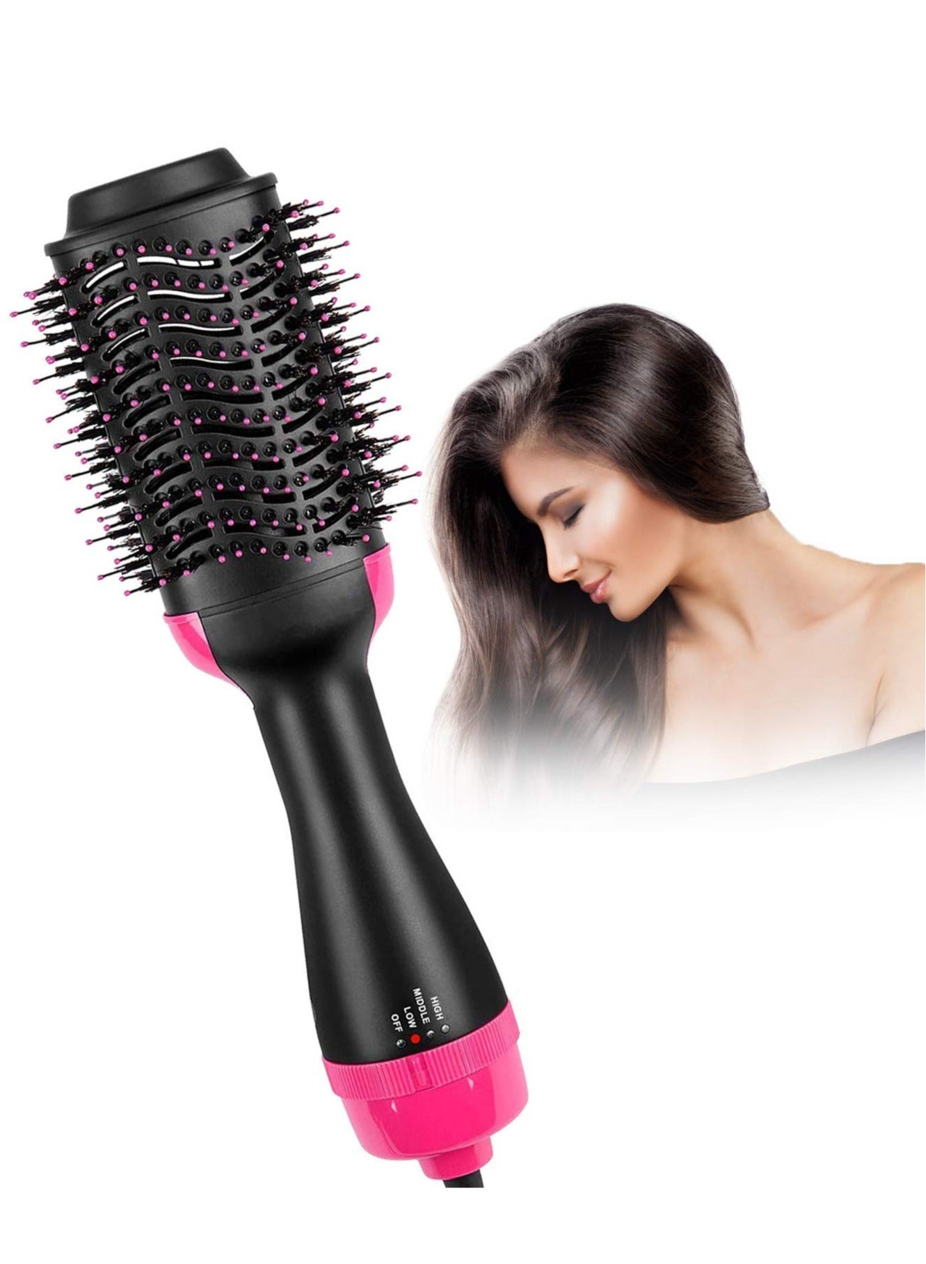 Hot Hair Brush For Women/Hair Dryer Brush & Volumizer Professional Brush Hairdryer Hot Comb Hair Blower and Styler (Black)