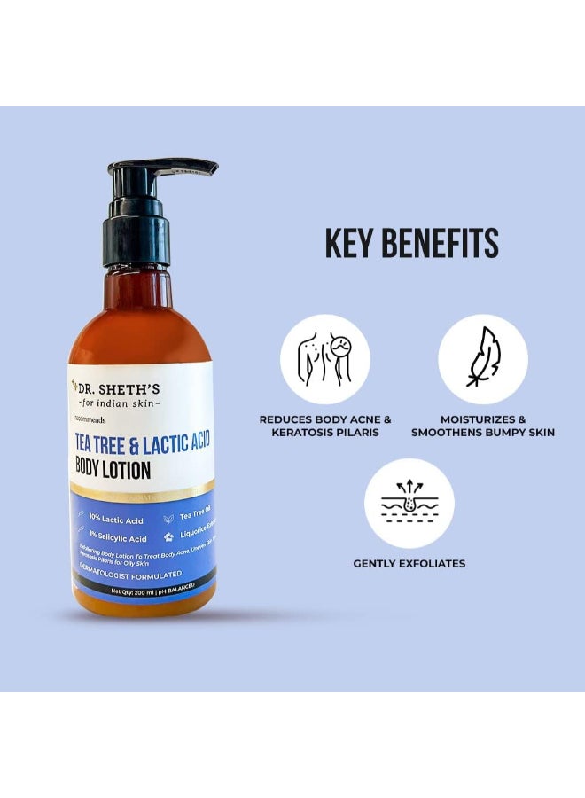 Tea Tree And Lactic Acid Body Lotion With 1% Salicylic Acid | Ph Balancing Moisturizer | Helps To Reduce Body Acne, Uneven Skin Tone | 200 Ml - image 2