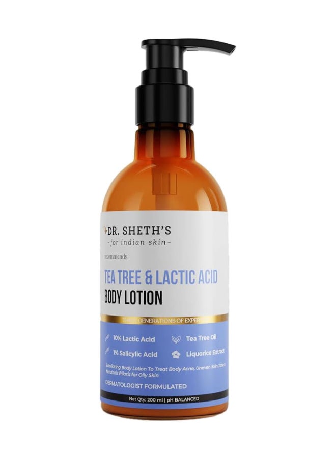 Tea Tree And Lactic Acid Body Lotion With 1% Salicylic Acid | Ph Balancing Moisturizer | Helps To Reduce Body Acne, Uneven Skin Tone | 200 Ml
