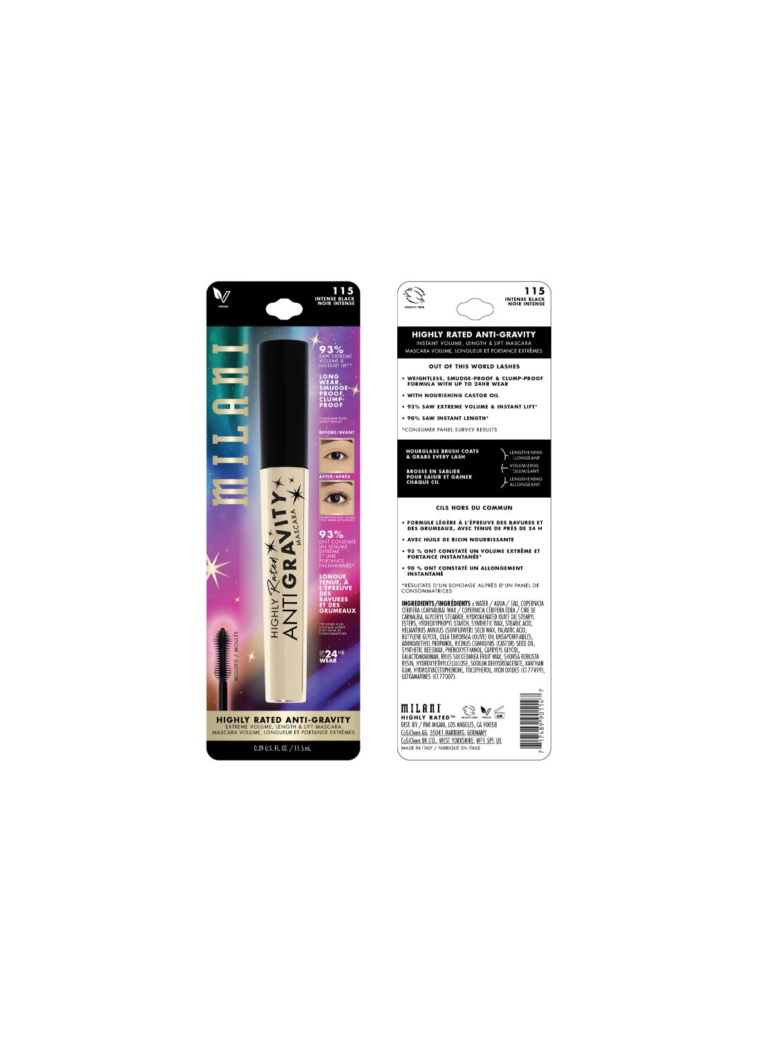 Milani Highliy Rated Anti Gravity Mascara Intense Black 11.5Ml - image 3