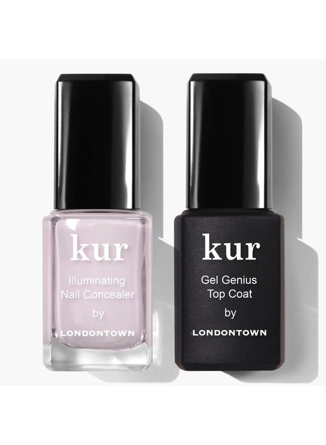 kur Pink Nail Conceal & Go Duo Set, Includes Pink Nail Illuminating Concealer & Gel Genius Top Coat, 2 Piece Set, 0.4 Fl Oz