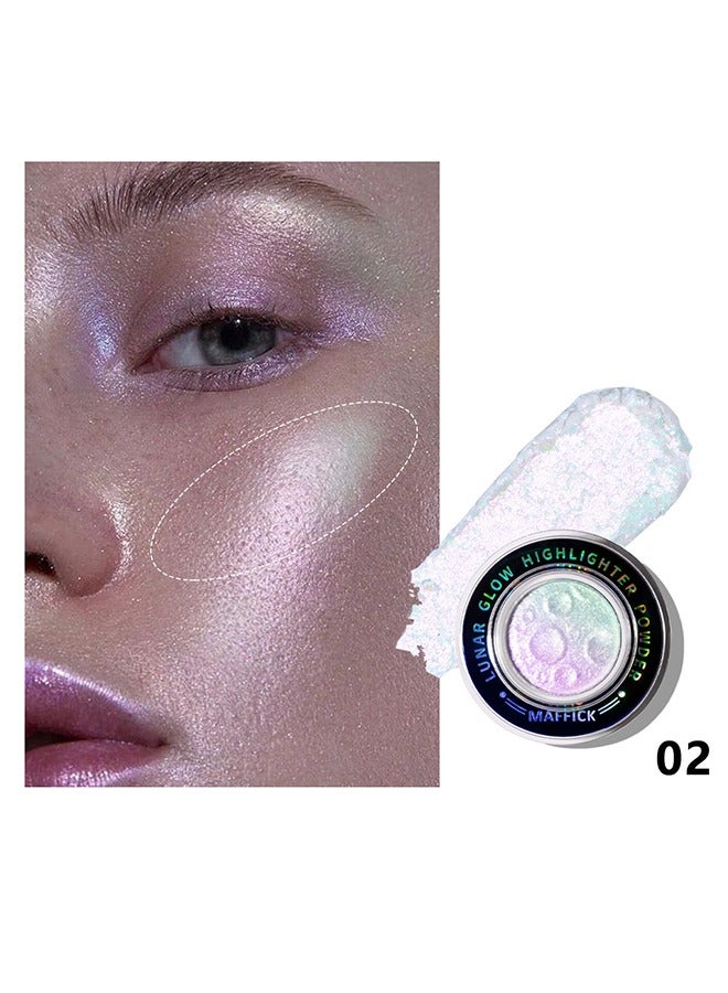 Planetary Highlighter - Nude Highlighting Powder,Shimmer Face Makeup Compact for a Natural Glow  (#02)