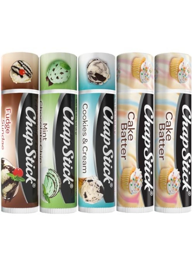 ChapStick Lip Care Bundle â€“ Ice Cream Classics + Cake Batter Lip Balm, 0.15 Oz Ea (5 Piece Set)