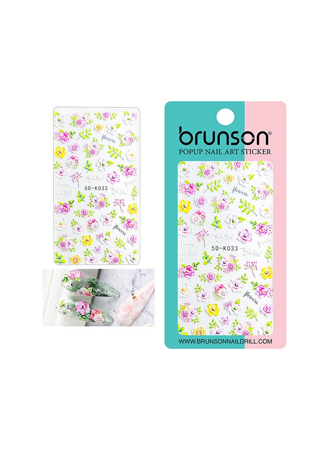 5D Flower Decals Exquisite Self Adhesive Nail Art Decoration Stickers 5D-k033