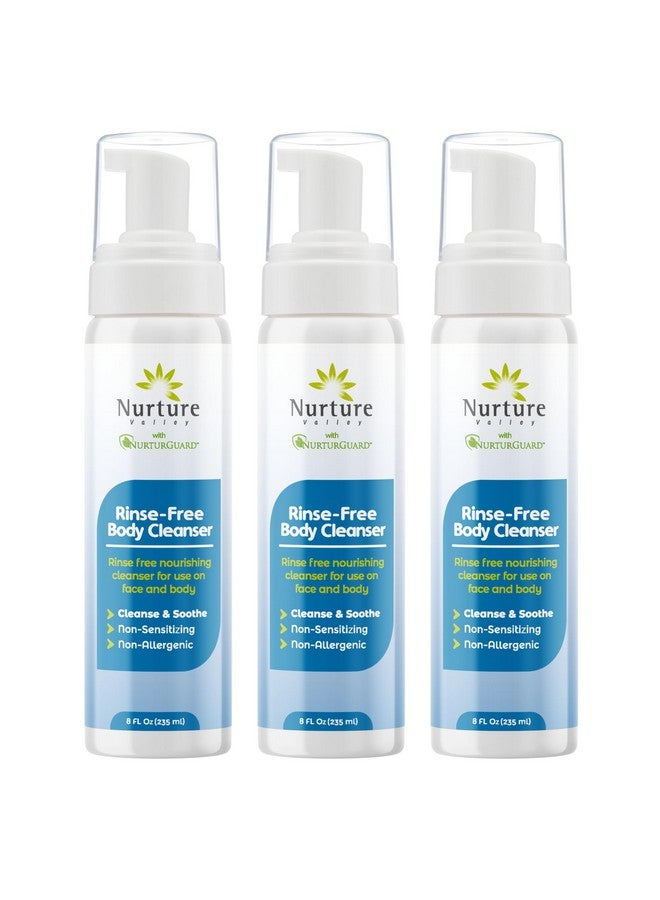 Nurture Rinse Free Foaming Cleanser Waterless Shower & Bath Wash W/Aloe For Sensitive Dry Skin Women Camping Elderly & Hospital Patients Perineal Cleansing Foam Hand & Body Soap 3 Pk