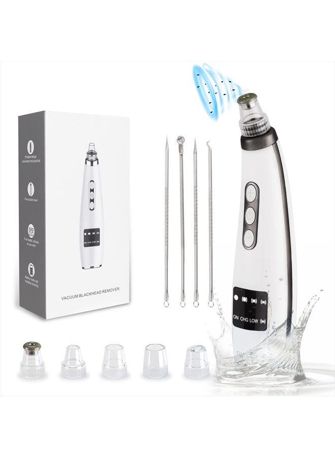 Blackhead Remover, EUASOO USB Rechargeable Pimple Extractor, Electric Pore Vacuum Blackhead Remover Tools for Women & Men, Blackhead Vacuum Kit with 10 * Filter Sponge & 5 * Rubber Ring & etc.