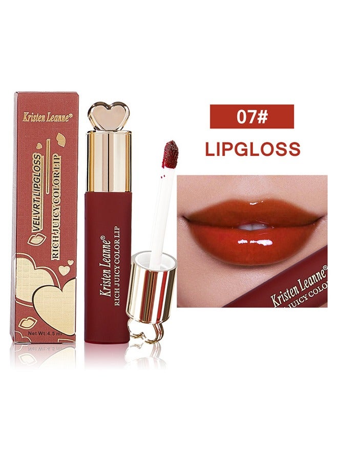 Rich Juicy Color Lip,Long Lasting Moisturizing Non-Stick Cup Waterproof Lip Oil Gloss Lip,Tomato Red #07
