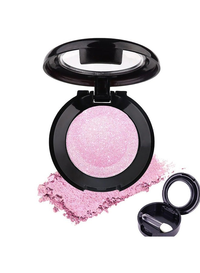 Single Pink Matte Shimmer Eyeshadow,Bright High Pigment Intense Monochrome Eye Shadow,Comes With Eyeshadow Brush and Mirror,24 Hour Eye Makeup Longwear Waterproof,Blendable#07