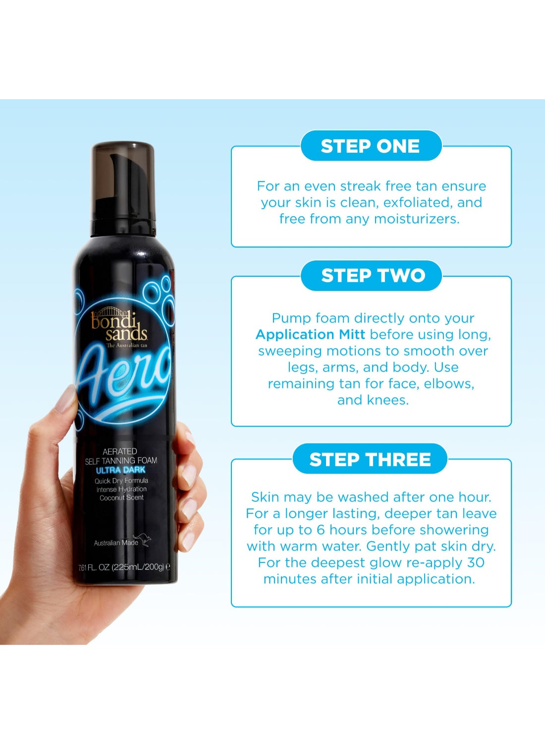 Aero Self Tanning Foam Ultra Dark 225ml | Aerated Lightweight Mousse for Deep Bronze Sunless Tan | Fast-Drying Streak-Free Ultra Dark Self Tanner for Body | Vegan Cruelty-Free Tanning Foam - image 5