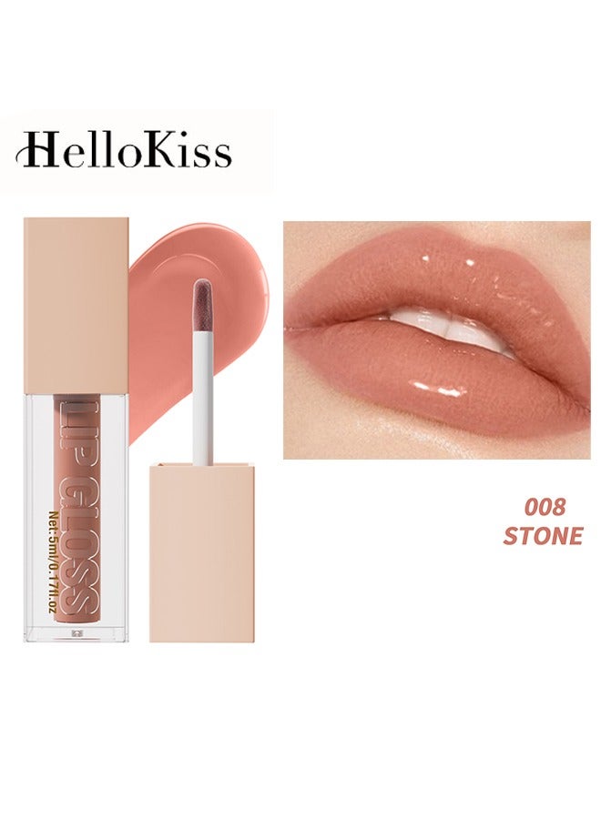 Aqua Mirror Lip Gloss, High Shine Lip Glow, Moisturizing and Moisturizing Pouty Lips, Pearlescent Nude #008