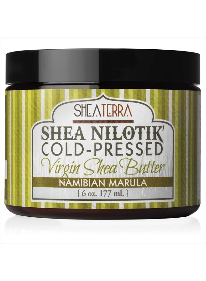100% Organic Cold-Pressed Virgin Shea Butter – Namibian Marula | Natural Anti-Aging Daily Skin, Nails & Hair Cream to Soften & Hydrate Dry Skin & Reduce Stretch Mark – 6 oz