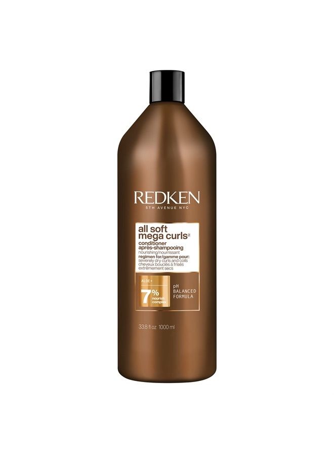Redken All Soft Mega Curls Conditioner | For Extremely Dry Hair | For Curly & Coily Hair | Nourishes & Softens Severely Dry Hair | With Aloe Vera | 33.8 Fl Oz