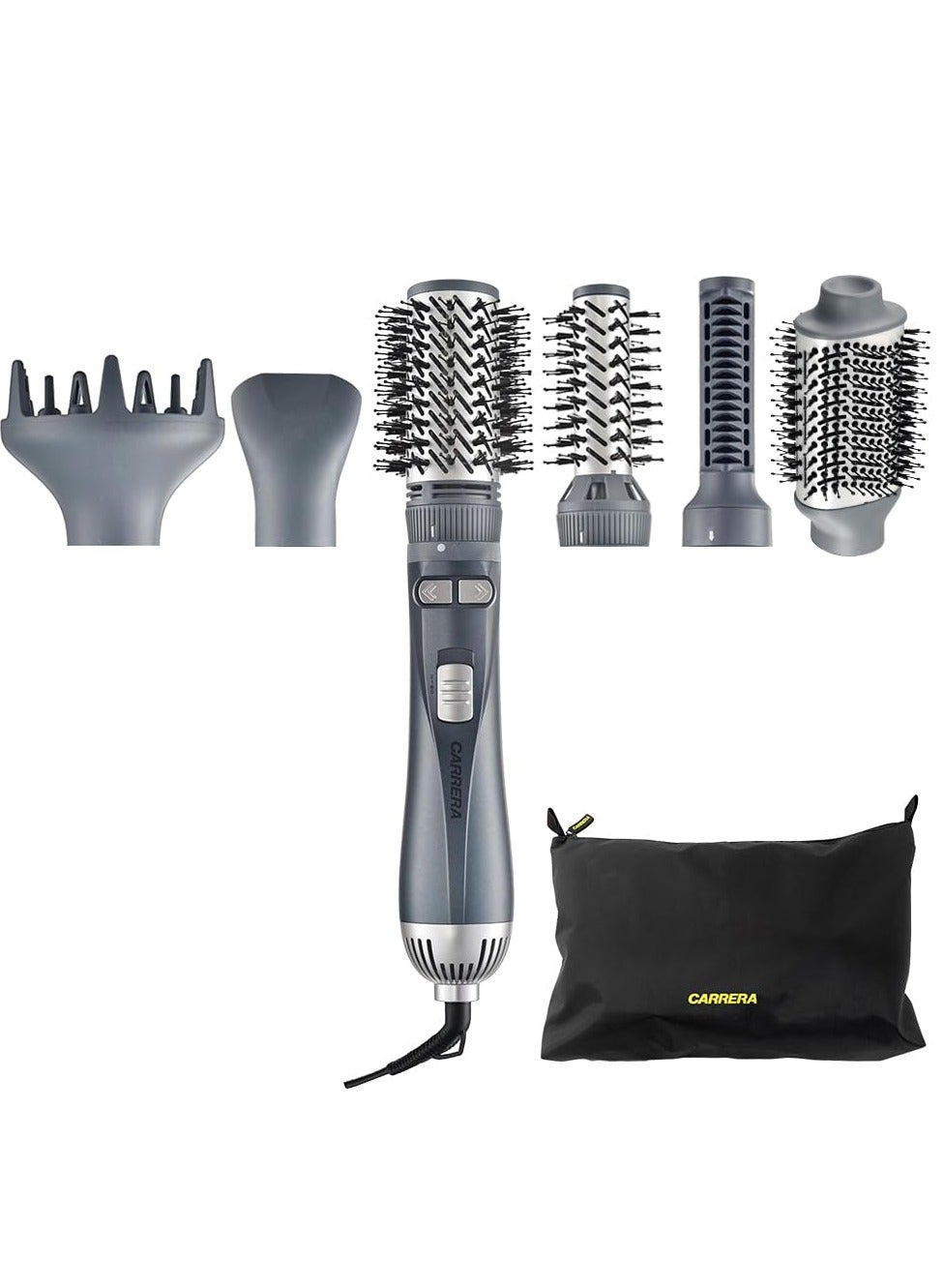 CRR528 Hot Air Brush 1200W, OMNI Styler One-Step Hair Dryer & Volumizer with Rotating Ceramic Brush, 6 Attachments, Frizz Control, 3 Heat Settings & Cool Shot, 2 Years Warranty