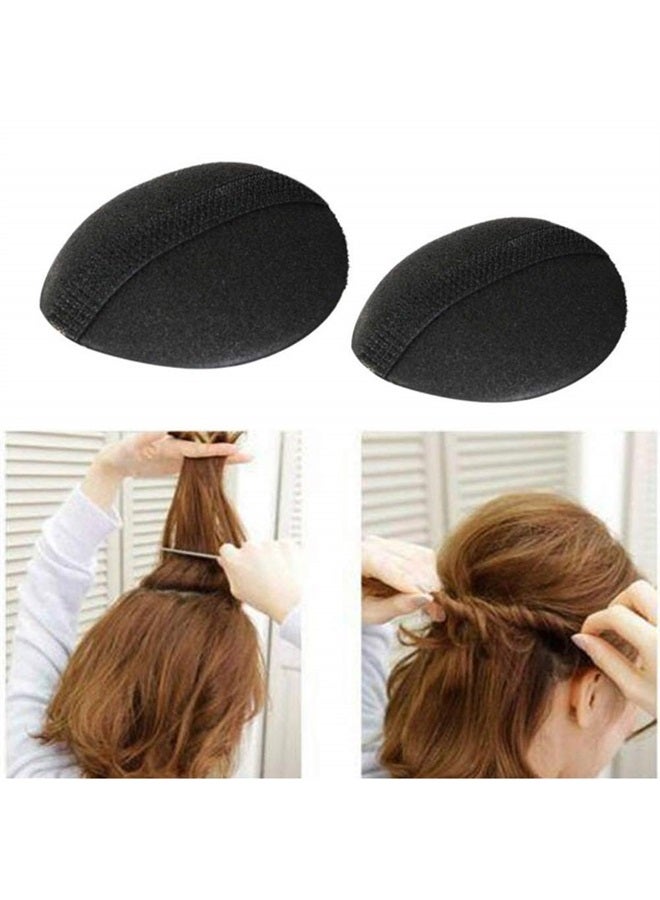 4 Pcs 2 Pairs Black Sponge Bump It Up Volume Hair Base Hair Pad Headwear Fluffy Hair Padding Insert Cushion Hairstyle Bum Maker Braid Hair Style Holder for Women Girls