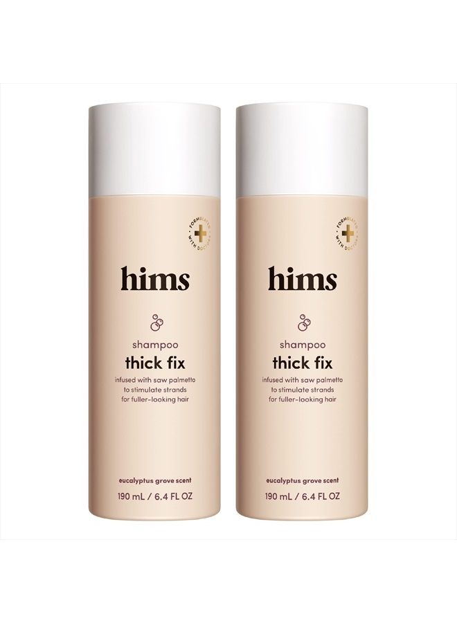 hims thick fix hair shampoo for thinning hair with saw palmetto to add volume and moisture, no parabens or sulfates, vegan and cruelty free, 2 pack, 6.4oz