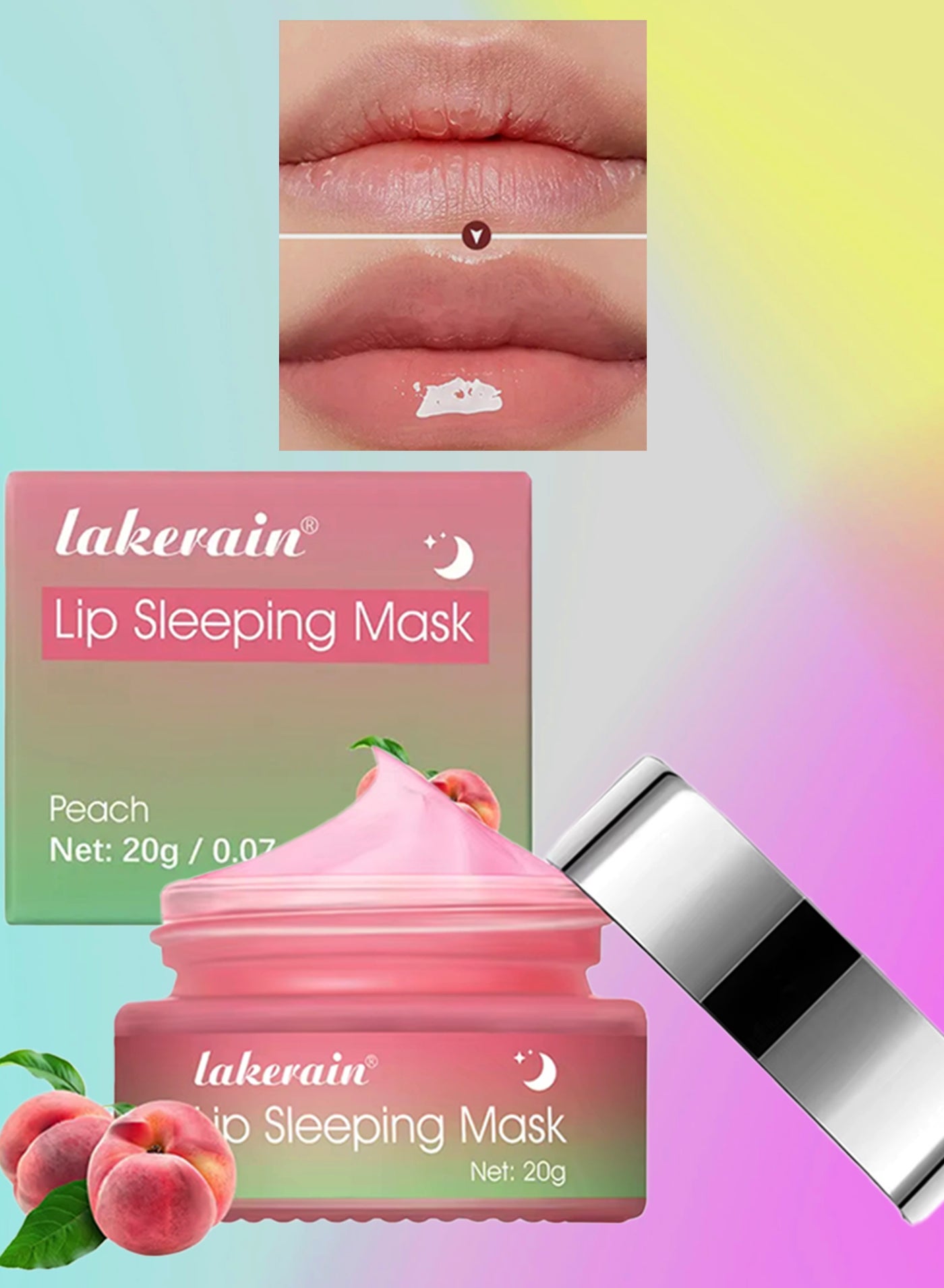 Lip Sleeping Mask Peach Collagen Moisturizing Sleep Lip Mask Nourishing Repairing and Plump Dry Lips Mask Hydrating Plumper Cream for Smooth and Soft Lips with Argon Oil and Coconut Oil 20g
