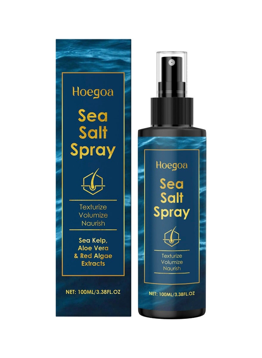 Sea Salt Spray for Hair, Sea Salt Hair Spray with Aloe Vera and Red Algae Extract, Regulates Oil Secretion and Keeps the Scalp Fresh, Beach Hair Spray 100ml/3.38fl oz