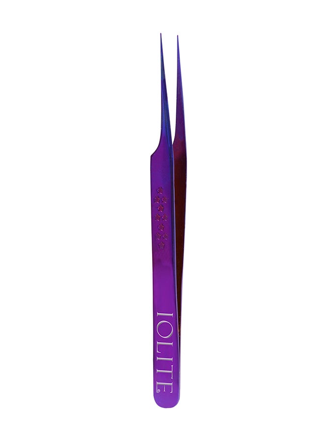 Lash View Eyelash Extension Tweezers Straight Curved Stainless Steel Precision Curved Tips Purple