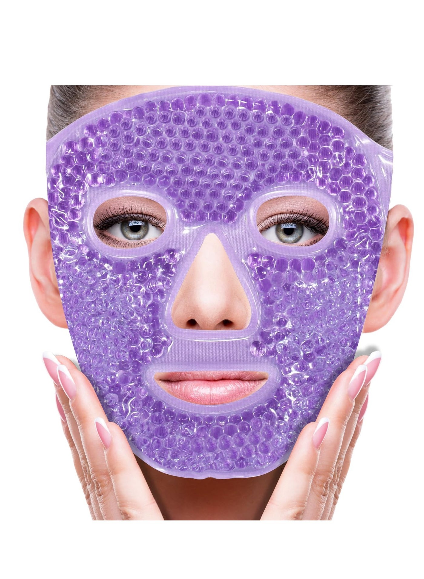 Face Eye Mask Ice Pack for Reducing Puffiness, Bags Under Eyes, Puffy Dark Circles, Migraine,Hot/Cold Pack with Soft Plush Backing (Purple #22)