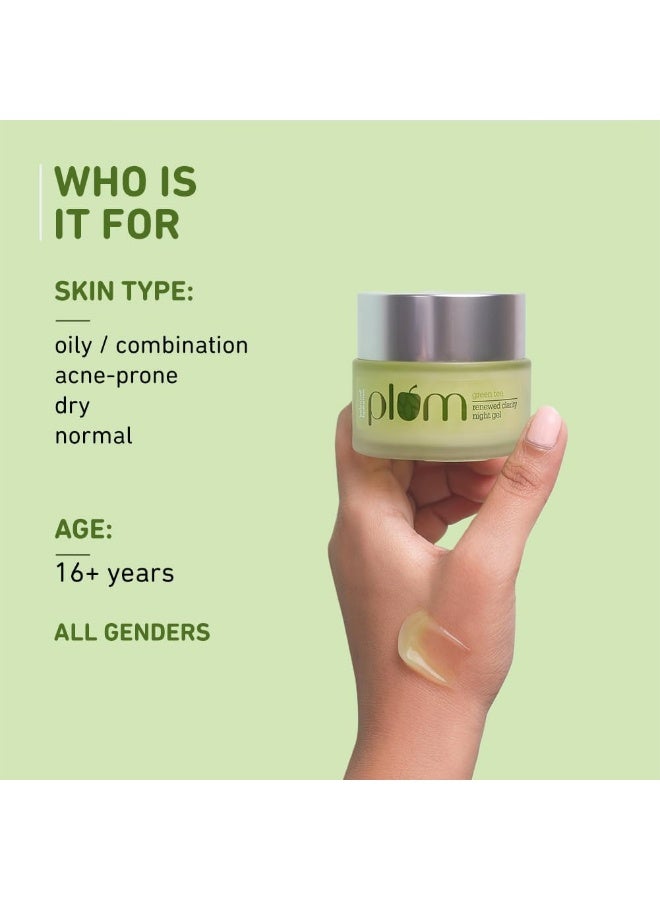 Green Tea Renewed Clarity Night Gel Moisturizer 50g | Oil-Free Hydrating Night Moisturizer | With Green Tea, Glycolic Acid And Willow Bark | Anti-Pimple And Oil Control Night Gel, 1.69 oz - image 3