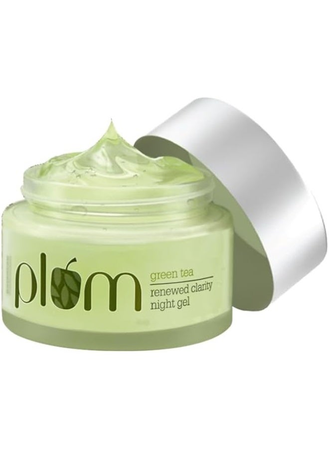 Green Tea Renewed Clarity Night Gel Moisturizer 50g | Oil-Free Hydrating Night Moisturizer | With Green Tea, Glycolic Acid And Willow Bark | Anti-Pimple And Oil Control Night Gel, 1.69 oz