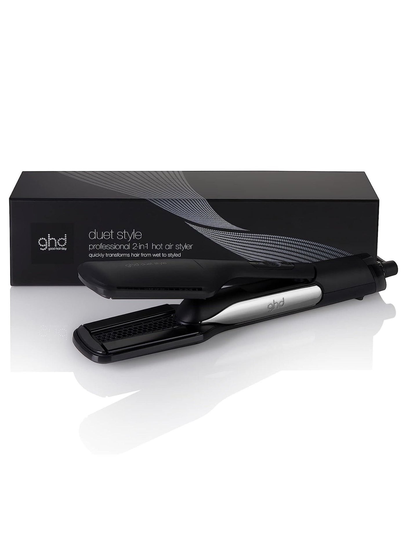 Duet Style 2 in 1 Hot Air Styler in Black Transforms Hair from Wet to Styled with Air Fusion Technology