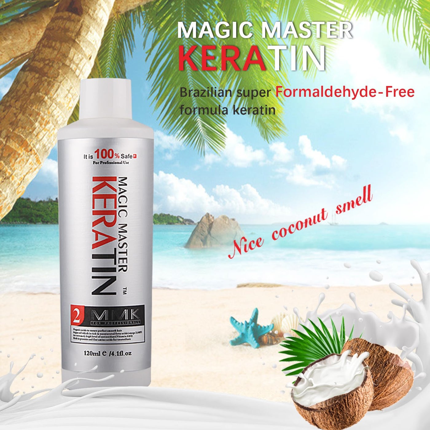 Brazilian Keratin Hair Treatment,Magic Master Keratin 120ml Keratin Treatment Free Formalin Without Strong Smelling and Smoking Straighten Smooth Normal Curly Hair