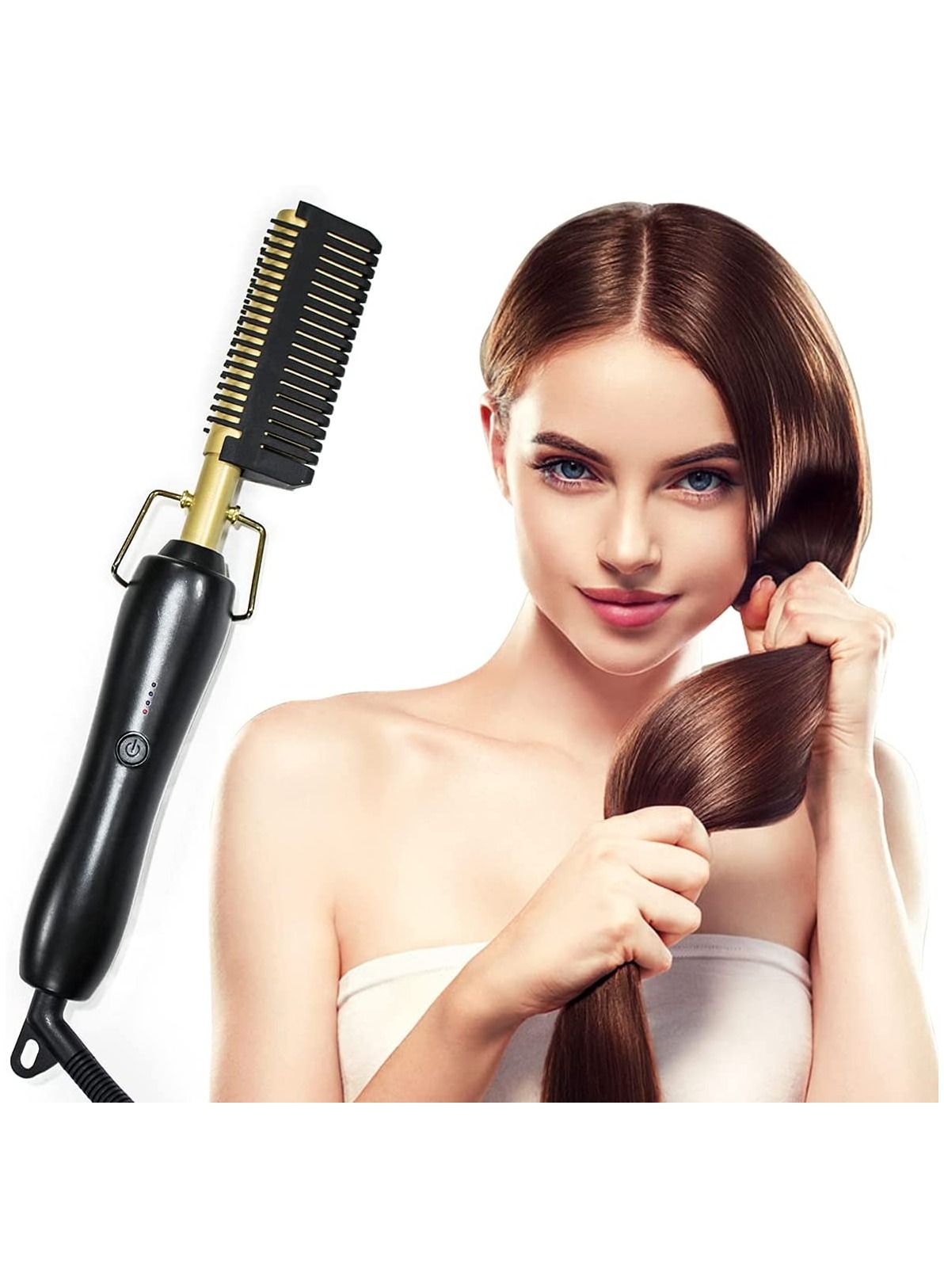 Hot Comb Hair Straightener Electric Straightening Comb for African American Hair And Wigs Ceramic Wand Curling Irons Lightweight Protective Comb Brush